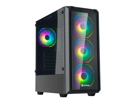 HALION INFINITY 416 600W (INFINITY-416) PANEL DE VIDRIO, 4 VENTILADORES, ARGB