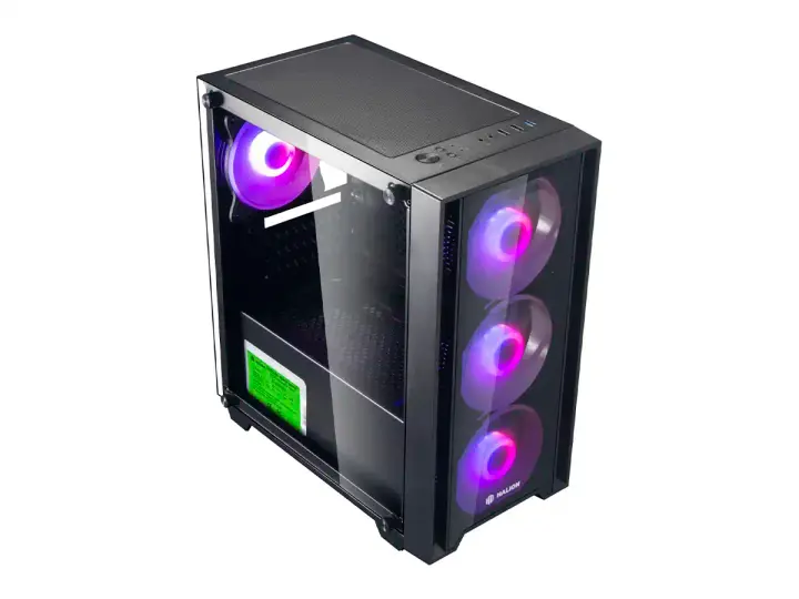 HALION RAGNAROK FUENTE 550W (RAGNAROK 320) PANEL LATERAL Y FRONTAL DE VIDRIO TEMPLADO, 4 VENTILADORES RGB