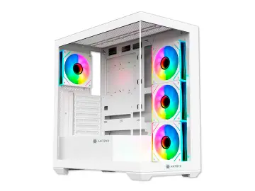 ANTRYX FX-750 WHITE GAMING S/FUENTE (AC-FX750W) PANELES DE VIDRIO, 4 VENTILADORES, LED ARGB, BLANCO