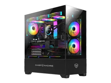 MIC MICRONICS GAMER MACHINE ICUBE (ICUBE MIC GC800BK) PANELES DE VIDRIO, 4 VENTILADORES, LED RGB, NEGRO