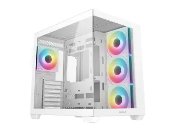 DEEPCOOL GAMING CG530 4F WH S/FUENTE (R-CG530-WHADA4-G-2) PANEL DE VIDRIO, 4 VENTILADORES, LED ARGB, WHITE