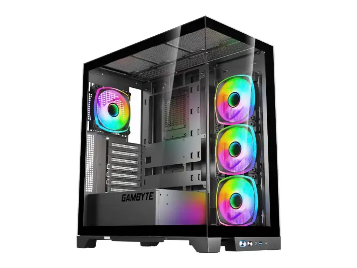 GAMER GAMBYTE MAGUS S/FUENTE, NEGRO (CS-MAG4ARGWR-LG) PANEL DE VIDRIO, 4 VENTILADOR, LED ARGB