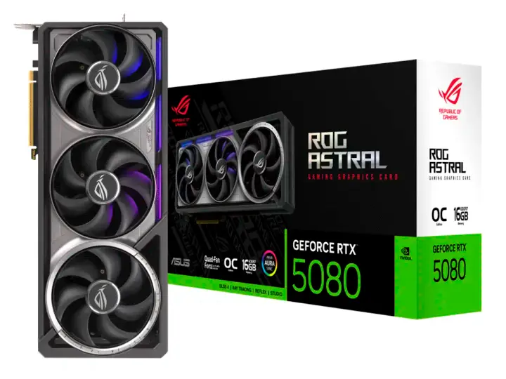 ASUS GEFORCE RTX 5080 ROG 16GB GDDR7 (90ROGRTX5080O16GBASTRALIT), ASTRAL, 3 VENTILADORES