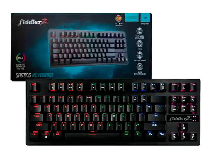 GAMER FIDDLER KD900 (FD-KD900) MECANICO RGB, NEGRO, TKL 80%