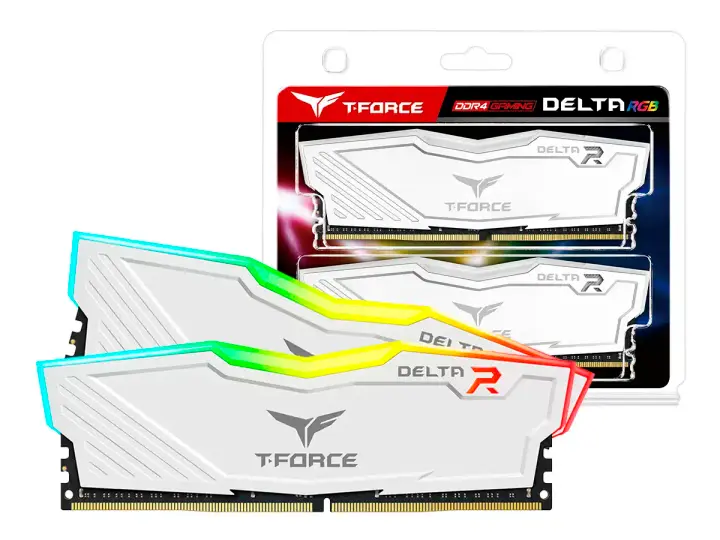 TEAM TEAMGROUP DDR4 16GB (8GBX2) T-FORCE DELTA RGB (TF4D416G3600HC18JDC01) 3600 MHZ, BLANCO, CL18