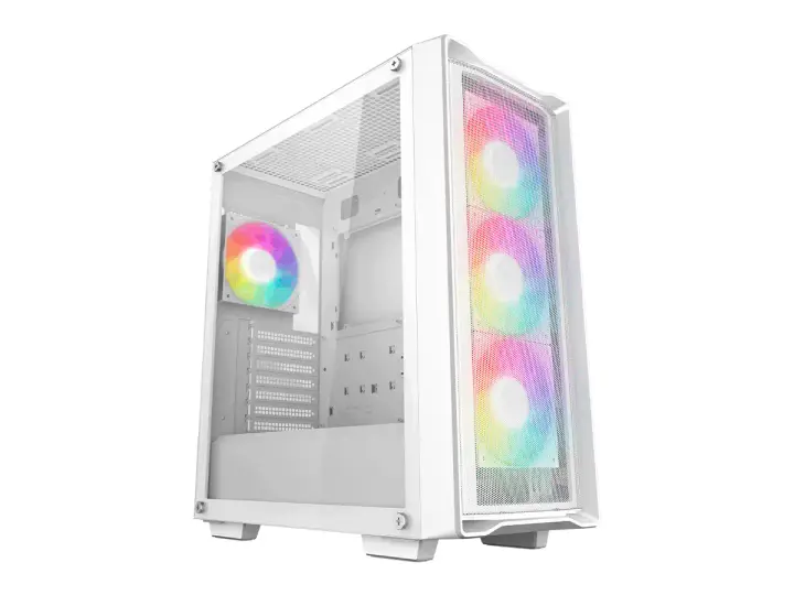 DEEPCOOL GAMING CC560 MESH S/FUENTE V2 (R-CC560-WHAMA4-G-2) BLANCO PANEL DE VIDRIO, 4 VENTILADOR