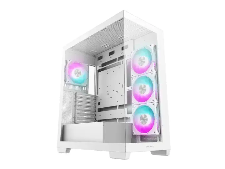DEEPCOOL GAMING CG580 4F WH S/FUENTE (R-CG580-WHADA4-G-1) PANELES DE VIDRIO TEMPLADO, 4 VENTILADORES, BLANCO
