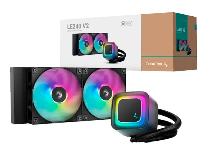 DEEPCOOL SISTEMA DE ENFRIAMIENTO LIQUIDO DEEPCOOL LE240 V2 (R-LE240-BKAMMC-G-2) 2 VENTILADORES, 240 MM, 2DA GEN BOMBA, LED ARGB