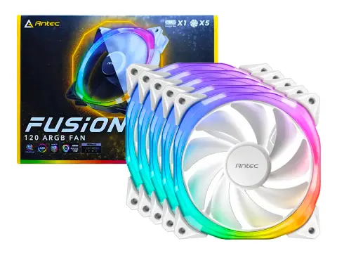 ANTEC PARA CASE ANTEC FUSION (0-761345-57005-3) X5, 120MM, LED ARGB, BLANCO