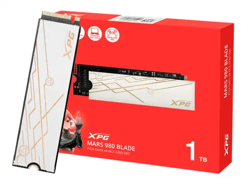XPG UNIDAD DE ALMACENAMIENTO SSD M.2 PCIE XPG MARS 980 BLADE 1TB (SMAR-980B-1TCS) 80MM, NVME PCIE, GEN5 X 4, HASTA 14000MB/S