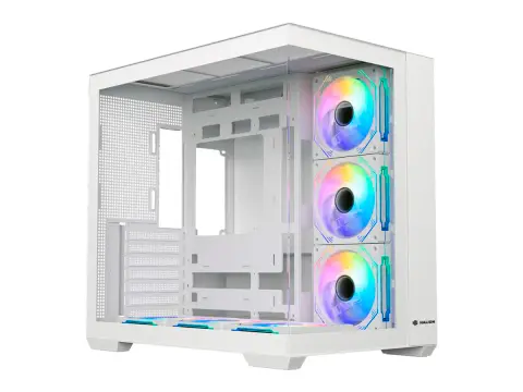 HALION FISH TANK C708 W (FISH TANK C708 W) PANEL DE VIDRIO FRONTAL Y LALERAL, 6 VENTILADORES, BLANCO