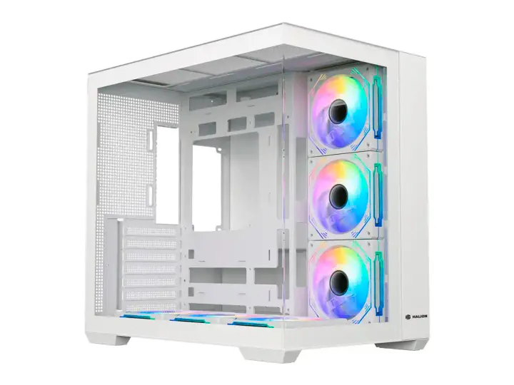 HALION FISH TANK C708 W (FISH TANK C708 W) PANEL DE VIDRIO FRONTAL Y LALERAL, 6 VENTILADORES, BLANCO
