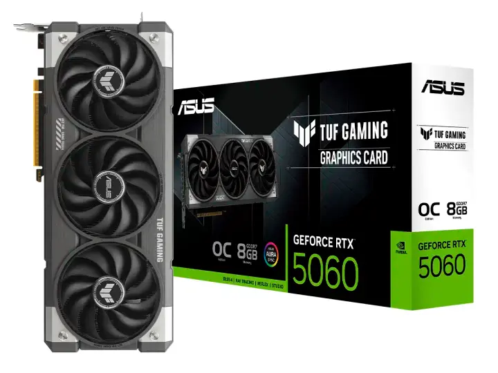 ASUS GEFORCE RTX 5060 8GB TUF GDDR7 (90TUF-RTX5060-O8G) NVIDIA 128 BITS, 3 VENTILADORES