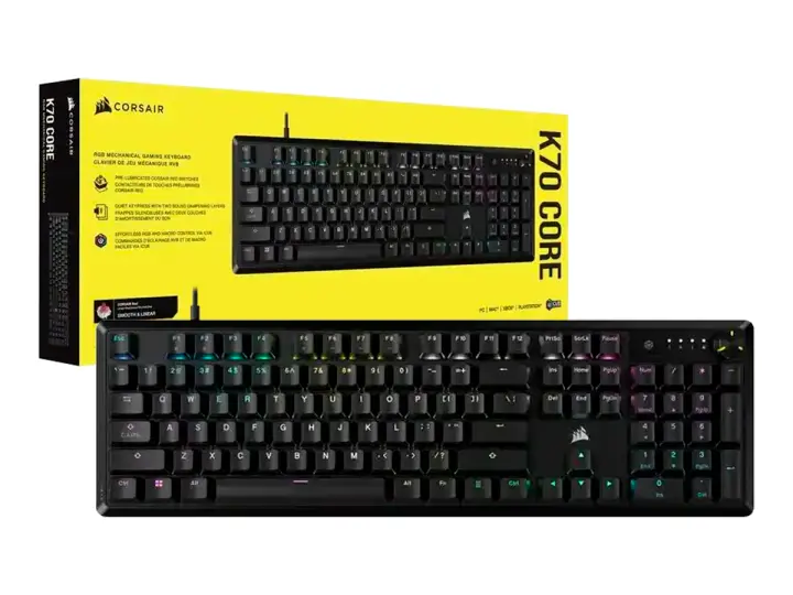 CORSAIR GAMER CORSAIR K70 CORE (CH-910971E-NA) MECANICO, SWITCH RED, LED RGB, NEGRO