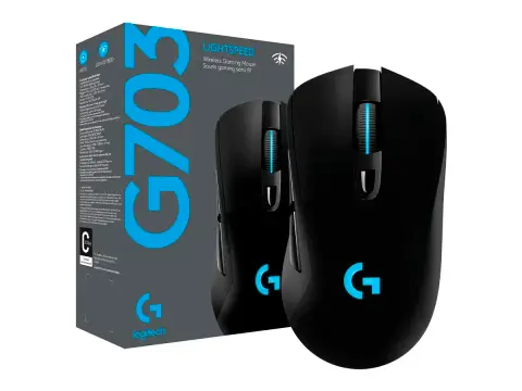 LOGITECH INALAMBRICO LOGITECH GAMING G703 LIGHTSPEED (910-005639) HASTA 25.600 DPI, RECEPTOR USB, 6 BOTONES
