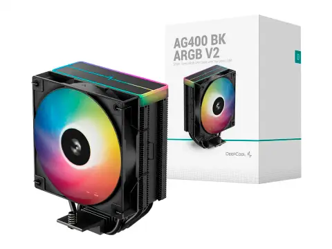 DEEPCOOL PARA PROCESADOR DEEPCOOL AG400 BK ARGB V2 (R-AG400-BKAMMN-GJD) 1 VENTILADOR, 120MM, LED ARGB