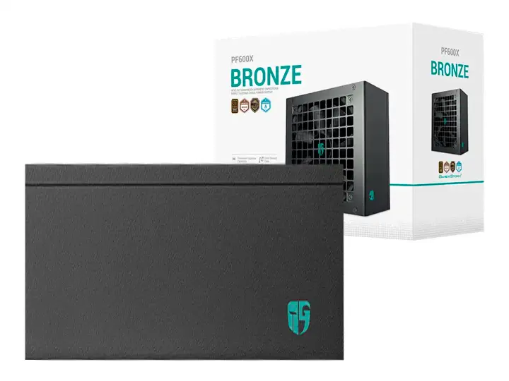 DEEPCOOL 600W, PF600X 80 PLUS BRONZE (R-PF600X-HD0B-JGUS) ATX, 80 PLUS BRONZE, CYBERNETICS, NO MODULAR, NEGRO