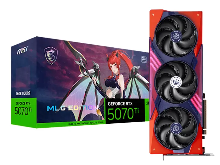 MSI GEFORCE RTX 5070 TI GAMING 16GB GDDR7 MLG EDITION OC (RTX 5070 TI 16G MLG EDITION OC) NVIDIA 256 BITS, 3 VENTILADORES