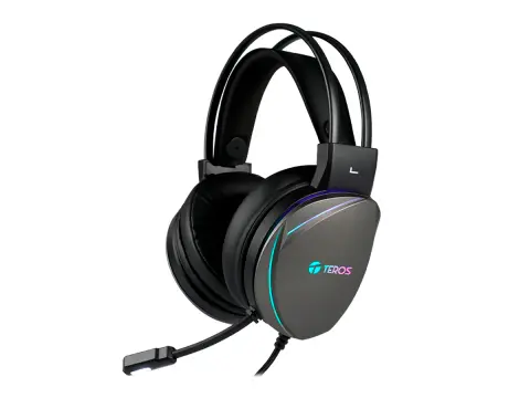 TEROS GAMING 8170N (TE-8170N) CON MICROFONO, INTERFAZ USB, RGB, NEGRO
