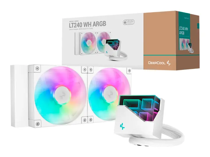 DEEPCOOL SISTEMA DE ENFRIAMIENTO LIQUIDO DEEPCOOL LT240 WH ARGB (R-LT240-WHAMNC-G-1) 2 VENTILADORES, 240MM, LED RGB