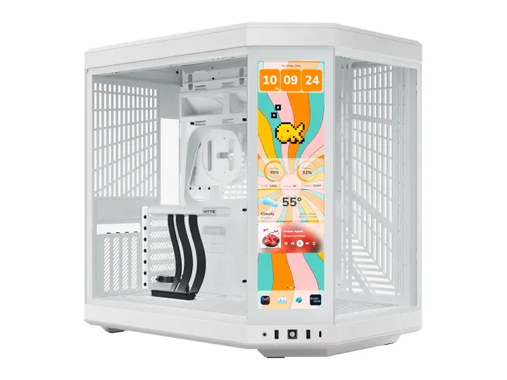 HYTE Y70 TOUCH IN S/FUENTE ISNOW W 14.9" NOW WHITE (CS-HYTE-Y70TTI-WW) MID TOWER, PANELES DE VIDRIO TEMPLADO, BLANCO