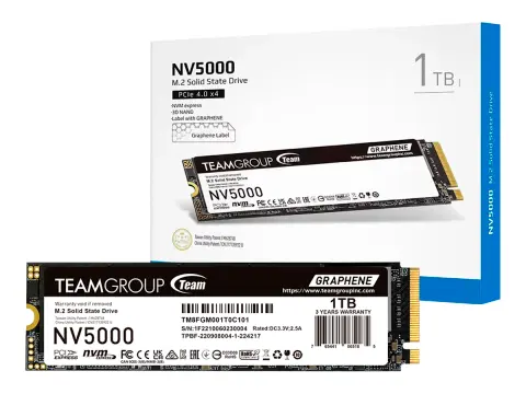 TEAM UNIDAD DE ESTADO SOLIDO TEAMGROUP NV5000 (TM8FGM001T0C101) M.2 PCIE 4.0 SSD M.2 1TB, PCIE GEN4X4 CON NVME