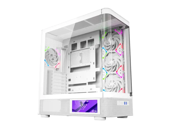 XYZ QUANTUMPRO PRO S/FUENTE (X-CS-QUANTUMPRO-W) PANELES DE VIDRIO TEMPLADO, 4 VENTILADORES, PANTALLA, BLANCO