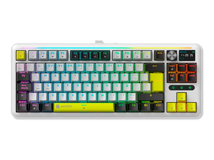 ANTRYX GAMER ANTRYX TK-950 PRO (ATK-950PWGRE-SP) MECANICO, SWITCH RED, BLANCO, KEYCAPS BLANCAS Y GRISES