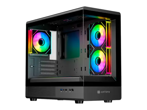 ANTRYX FX 630M BLACK (AC-FX630MK) PANELES DE VIDRIO, 3 VENTILADORES, LED ARGB, NEGRO