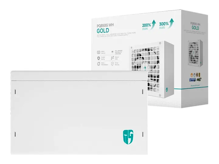 DEEPCOOL 850W PQ850G WH (R-PQ850G-FD1W-JGUS-V1) ATX, 80 PLUS GOLD, MODULAR, BLANCO