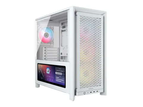 CORSAIR FRAME 4000D S/FUENTE (CC-9011327-WW) LCD PANTALLA TACTIL 14.5'' , PANEL DE VIDRIO TEMPLADO, BLANCO