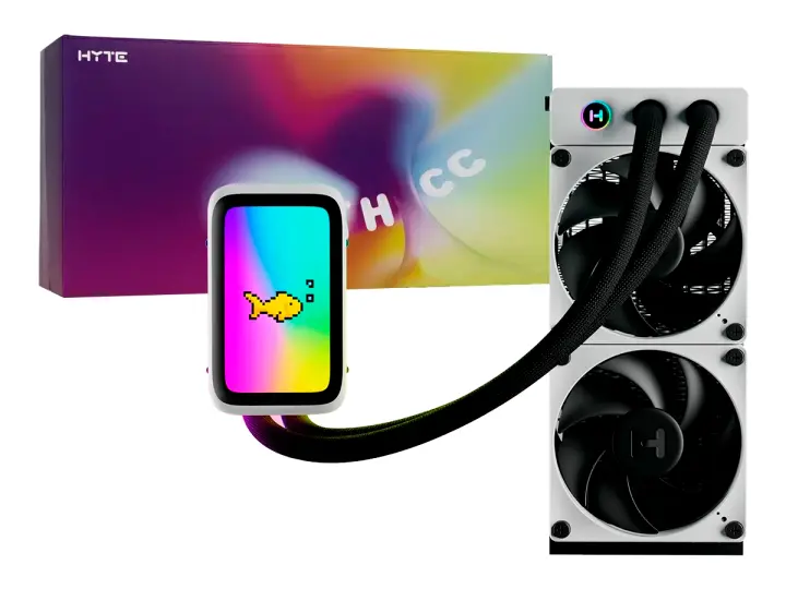 SISTEMA DE ENFRIAMIENTO LIQUIDO HYTE THICC Q60 (FAN-HYTE-Q60-BW) LCD 5" IPS QRGB, COMPATIBLE AMD | INTEL, BLANCO C/ NEGRO