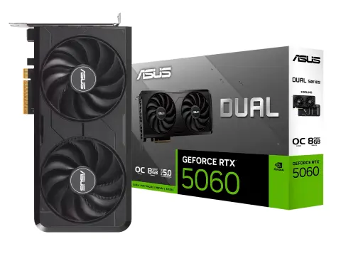 ASUS GEFORCE RTX 5060 EVO 8GB DUAL OC GDDR7 (DUAL-RTX5060-O8G-EVO) NVIDIA 128 BITS, 2 VENTILADORES