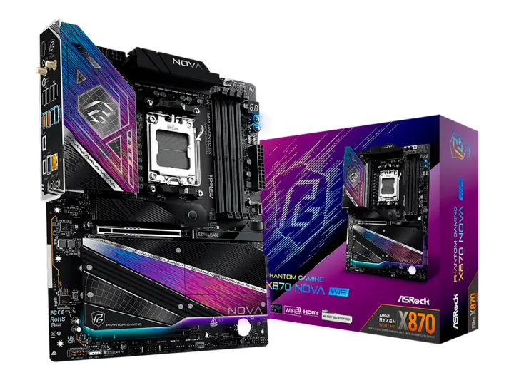 ASROCK X870 NOVA WIFI (X870 NOVA WIFI ) SOCKET AM5, RAM DDDR5 BUSS 8000OC MHZ, WIFI 7