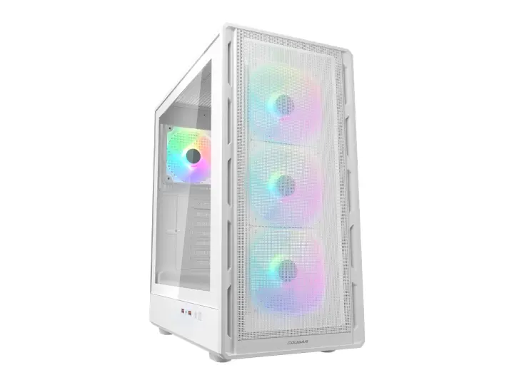 COUGAR AIRFACE PURE RGB WHITE (382GA50.0002) PANEL DE VIDRIO, 3 VENTILADORES, LED RGB, 2 USB