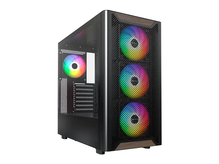 MONTECH XR WOOD (CACAMT0019-E-3) PANEL DE VIDRIO, 4 VENTILADORES, LED ARGB, NEGRO-34260