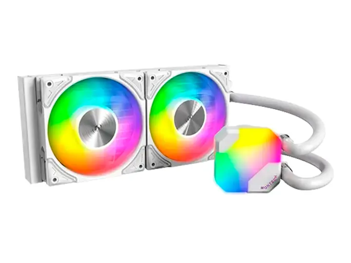 SISTEMA DE ENFRIAMIENTO LIQUIDO MONTECH HYPERFLOW ARGB 240 (ELPCMT0002) 2 VENTILADORES, 240MM, LED ARGB, BLANCO