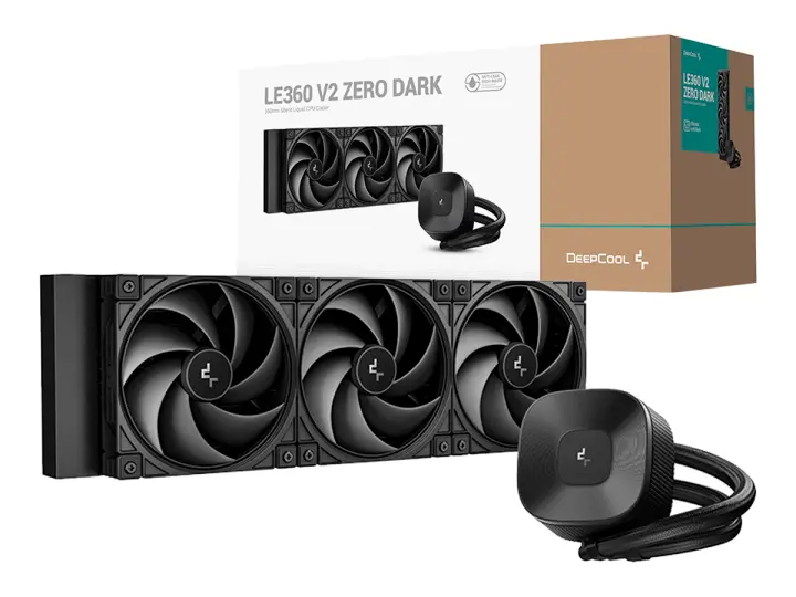 DEEPCOOL SISTEMA DE ENFRIAMIENTO LIQUIDO DEEPCOOL LE360 V2 ZERO DARK (LE360 V2 ZERO DARK) 3 VENTILADORES, 360MM, LED ARGB, NEGRO-34248