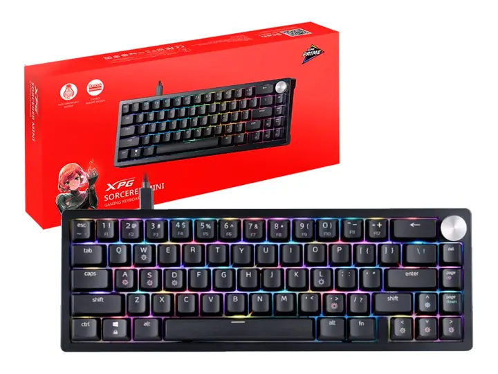 XPG MECANICO GAMER XPG SORCERER MINI (RD-BKCES) MECANICO, 65%, SWITCH RED, RGB, NEGRO