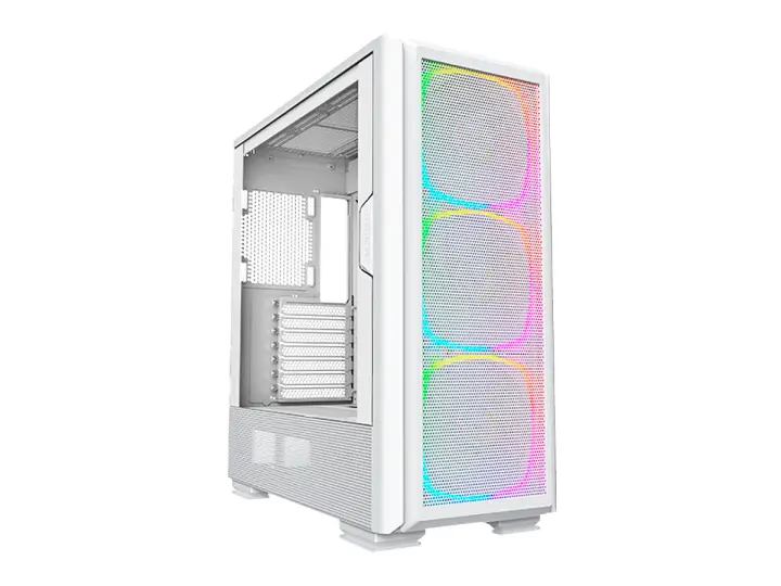 MONTECH SKY TWO GX S/FUENTE (4710562747768) PANEL DE VIDRIO, 3 VENTILADORES, LED ARGB, BLANCO