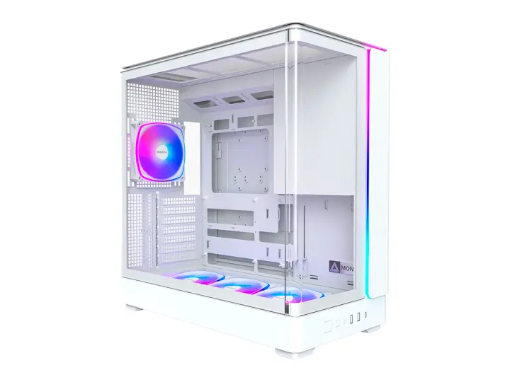 MONTECH KING 45 PRO (4710562749328) PANELES DE VIDRIO LATERAL Y FRONTAL, 4 VENTILADORES, LED ARGB, BLANCO