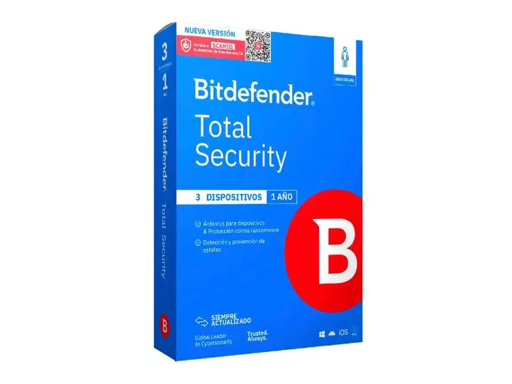 BITDEFENDER TOTAL SECURITY 3 DISPOSITIVOS 12 MESES (CAJA) B11030033