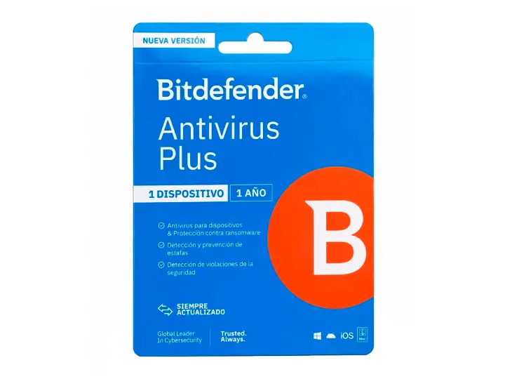 BITDEFENDER ANTIVIRUS PLUS 1PC 12 MESES (BLISTER) B11010061
