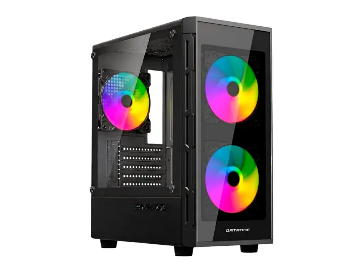 DATAONE LUNA BP13 FUENTE 550W (LUNA-BP13) PANELES DE VIDRIO, 3 VENTILADORES, LED ARGB, NEGRO