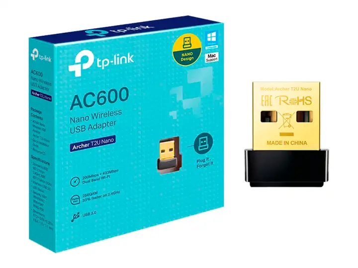 ADAPTADOR USB INALAMBRICO TP-LINK AC600 ARCHER T2U NANO (ARCHER T2U NANO)