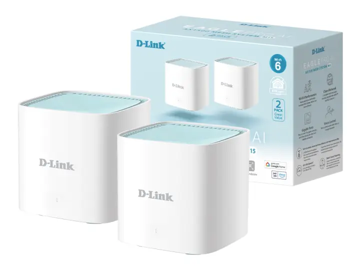 ROUTER MESH D-LINK AX1500 EAGLE PRO AI (M15-2) WI-FI 6, DUAL BAND, PACK 2 UNIDADES