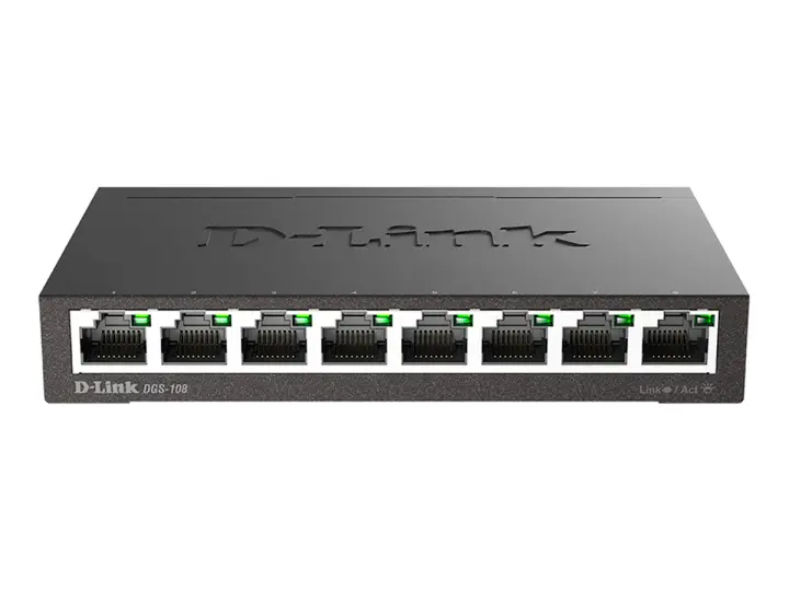 SWITCH D-LINK 8 PUERTOS (DGS-108) 10/100/1000 MBPS, NO ADMINISTRABLE
