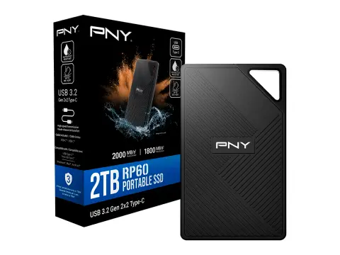 PNY EXTERNO PNY 2TB RP60 (PSD0CS3060-2TB-RB) CONEXION USB C, LECTURA 2000MB/S, NEGRO