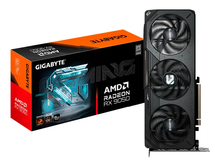 GIGABYTE RX 9050 8GB GAMING 128 BIT PCI 5.0 GDDR6 (GV-R9050GAMING OC-8GD) 3 VENTILADORES