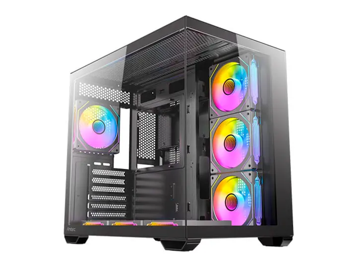 ANTEC CX MIRROR GAMING S/FUENTE (0-761345-10268-1) PANELES DE VIDRIO, 7 VENTILADORES, LED ARGB, NEGRO
